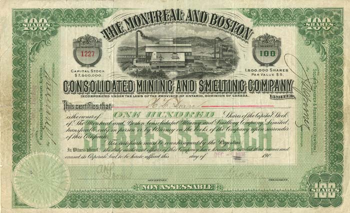 Montreal and Boston Consolidated Mining and Smelting Co.